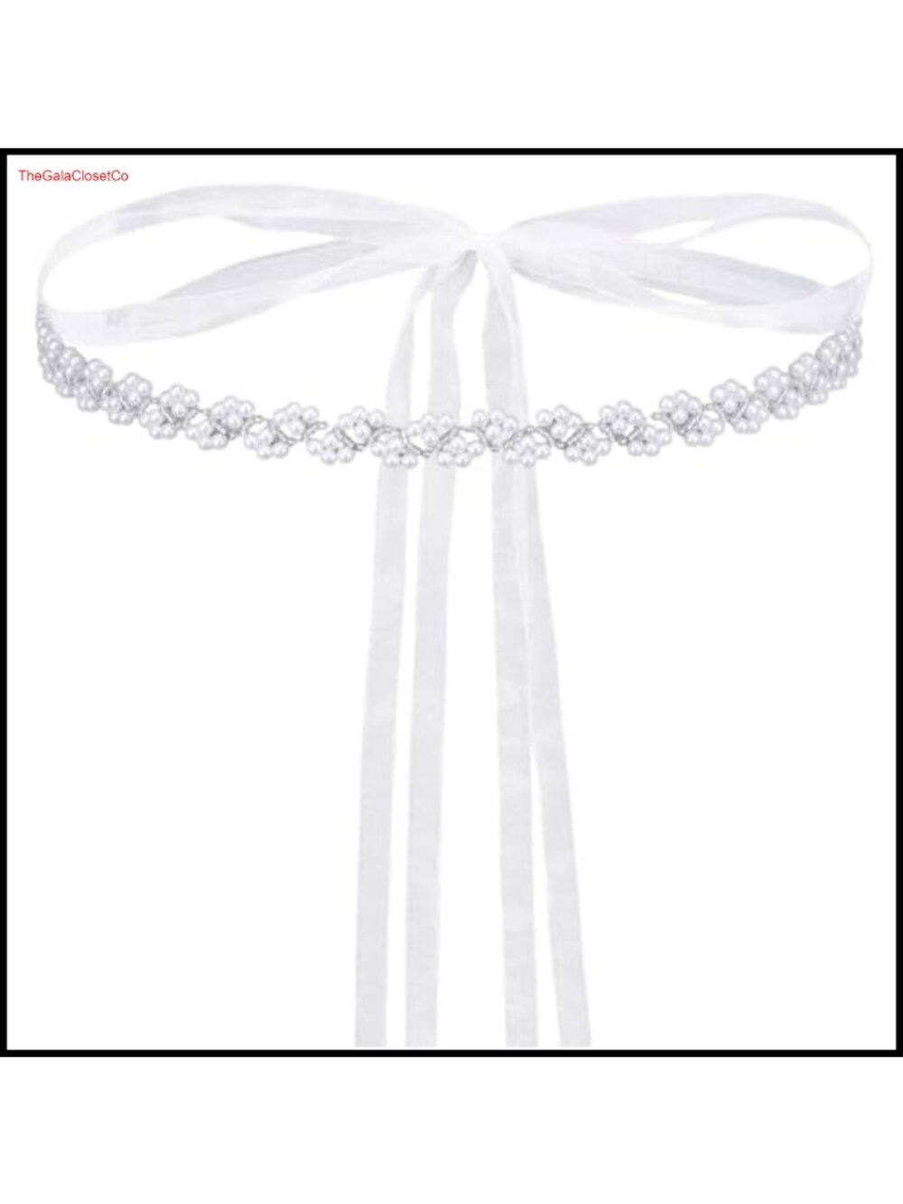 Pearl Bridal Belt Faux Pearl Organza Ribbon Sash for Wedding Dress